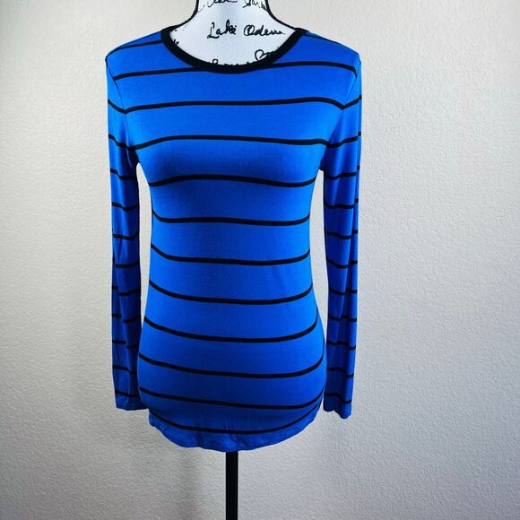Michael Kors blue striped long sleeve top size S dark academia baddie preppy - Picture 7 of 14